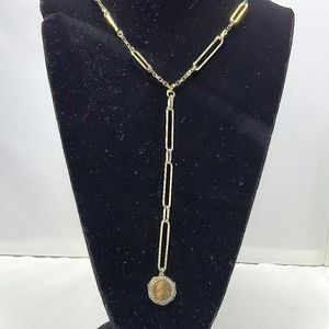 Rebecca minkoff gold bead edge medallion necklace